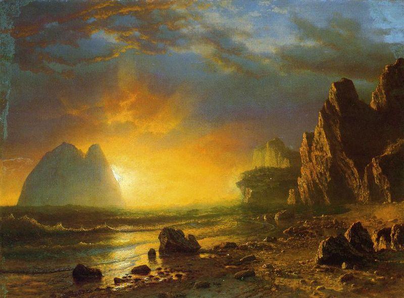 Albert Bierstadt Sunset on the Coast oil painting image